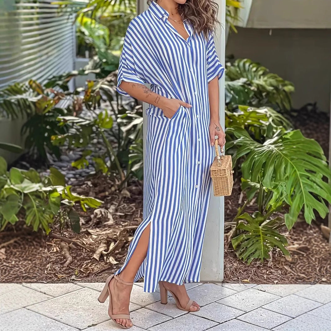 Elegant Casual Striped Womens Dress