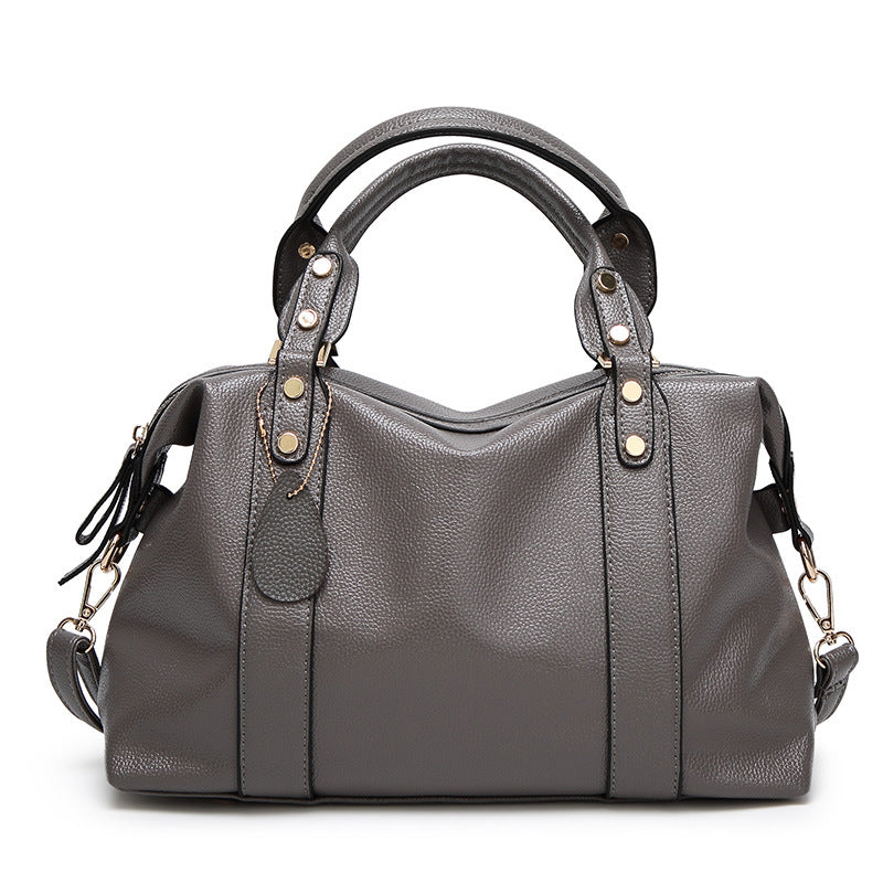 Women’s Leather Shoulder Handbag with Rivets in 4 Colors - Wazzi's Wear
