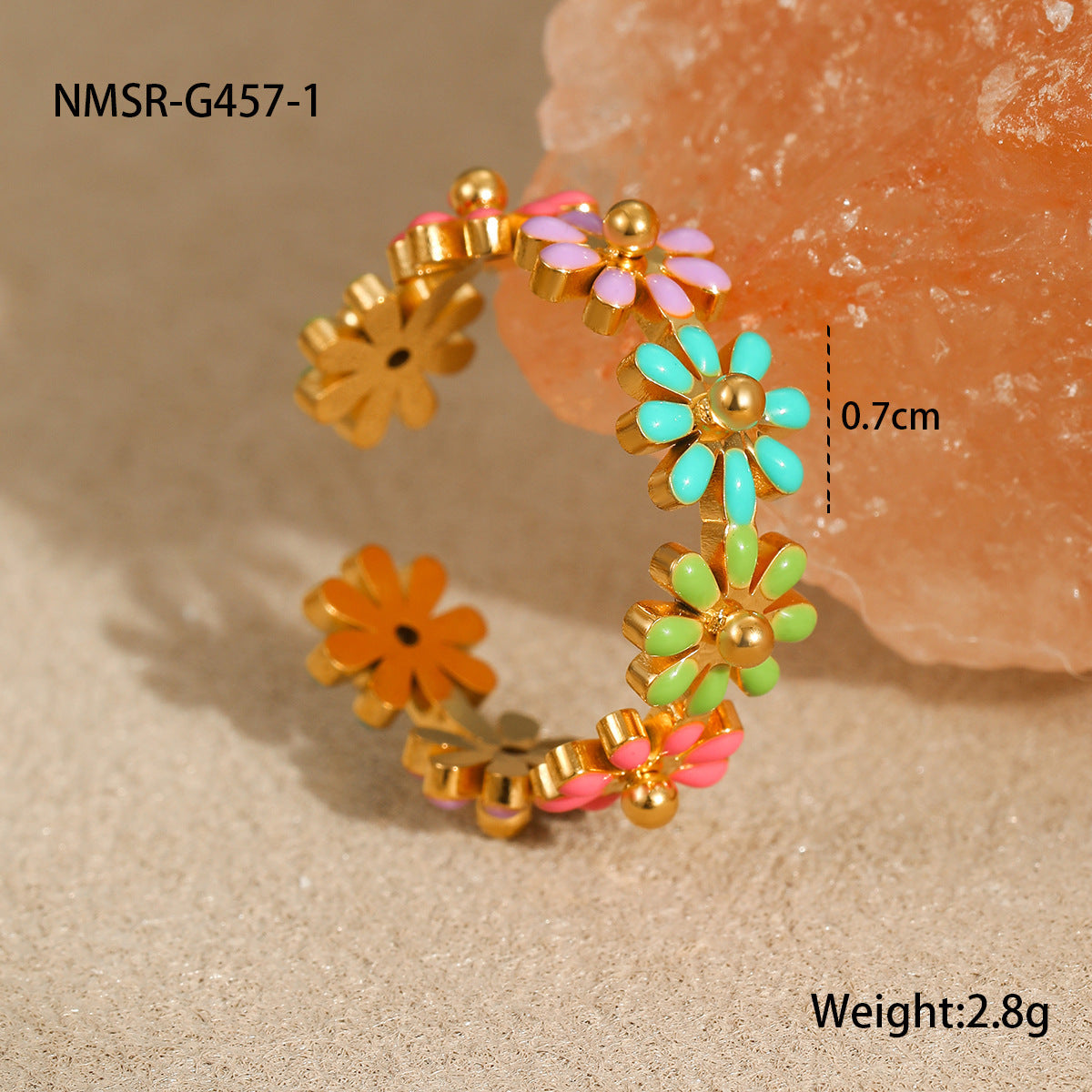 Fashion Ins Oil Dripping Color Flower Stainless Steel Bracelet