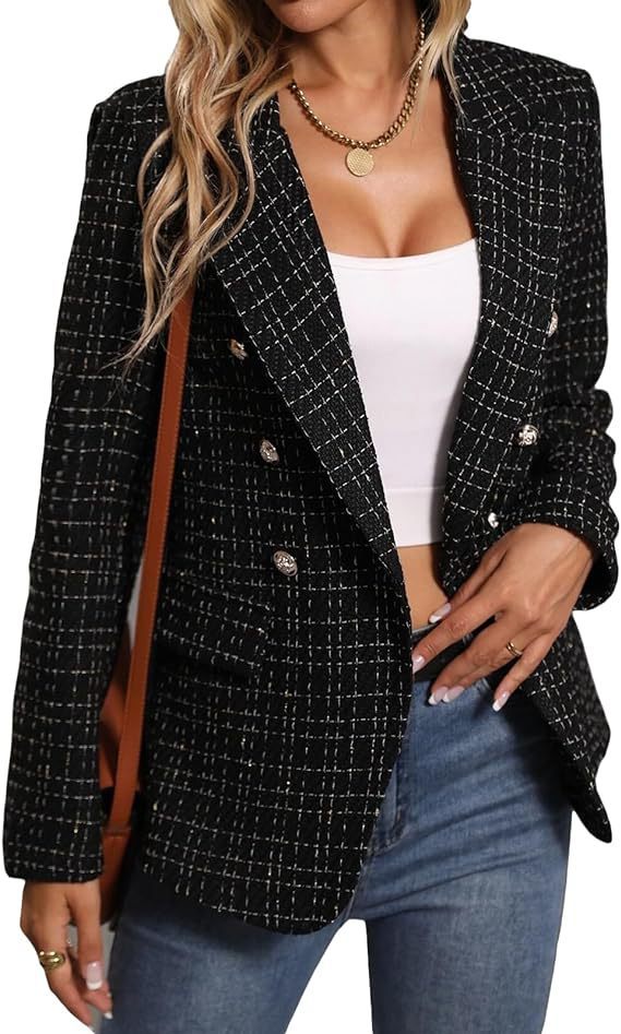 Women's Single-Breasted Tweed Suit Jacket