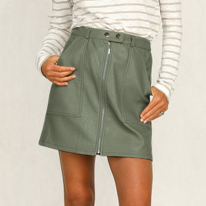 Women’s Leather Mini Skirt in 2 Colors S-L - Wazzi's Wear