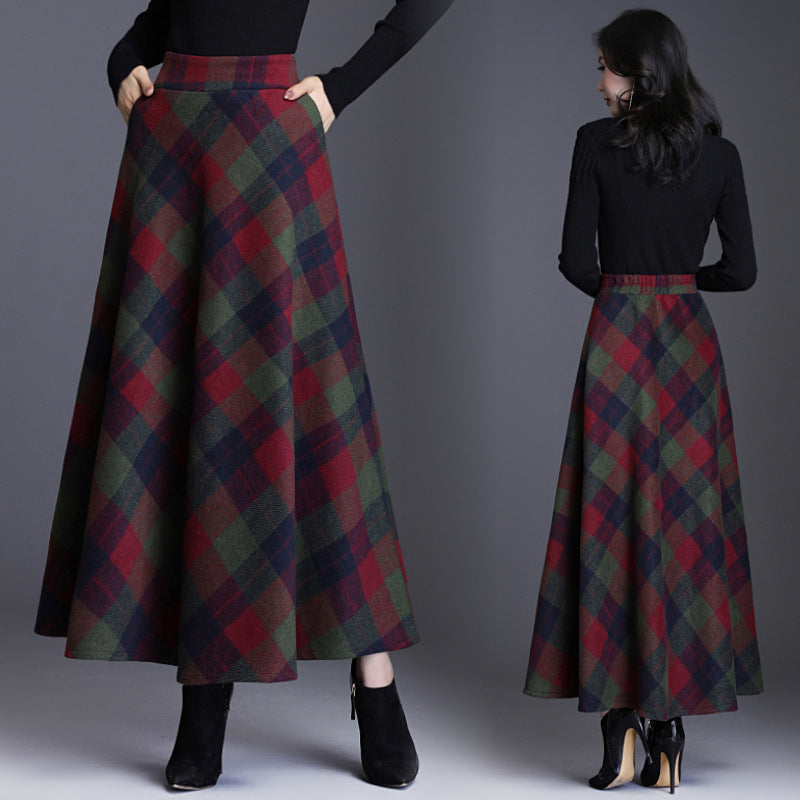 Woolen plaid skirt