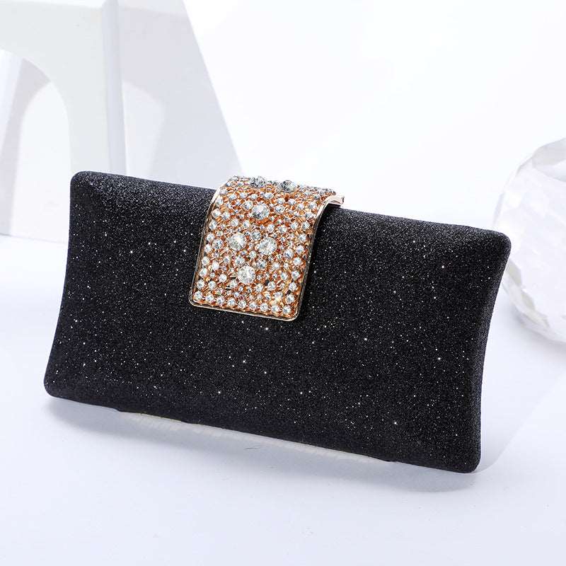 Elegant Rhinestone Clutch with Chain Strap in 4 Colors - Wazzi's Wear