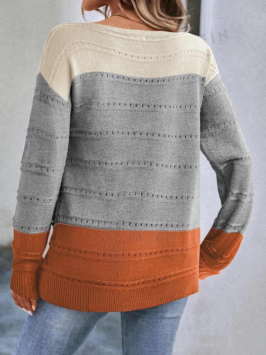 Women’s Boat Neck Knit Long Sleeve Sweater