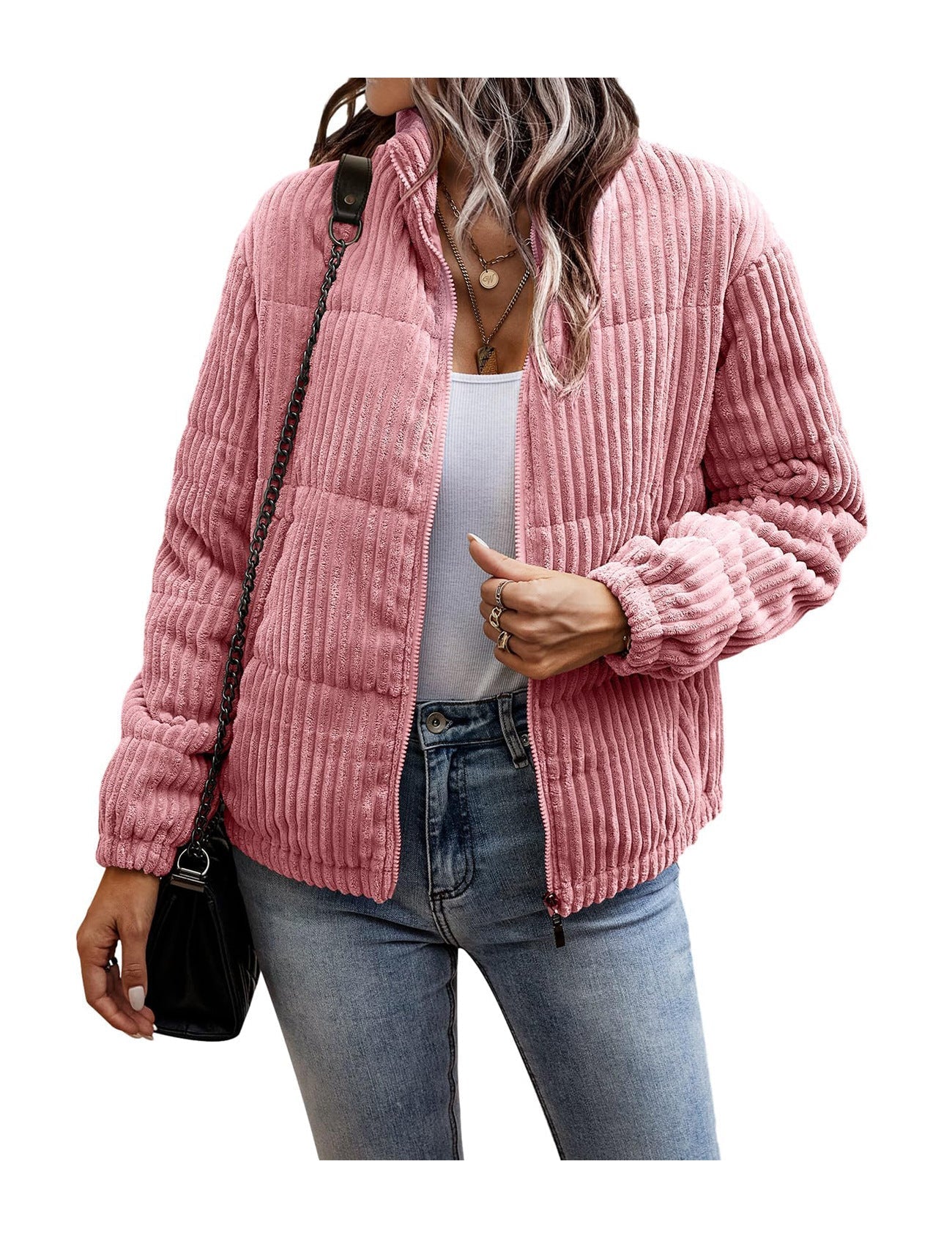 Lightweight Ribbed Women’s Jacket with Pockets