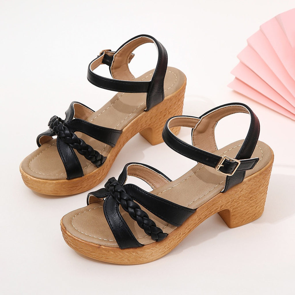 Women’s Chunky Heel Sandals with Ankle Strap in 3 Colors