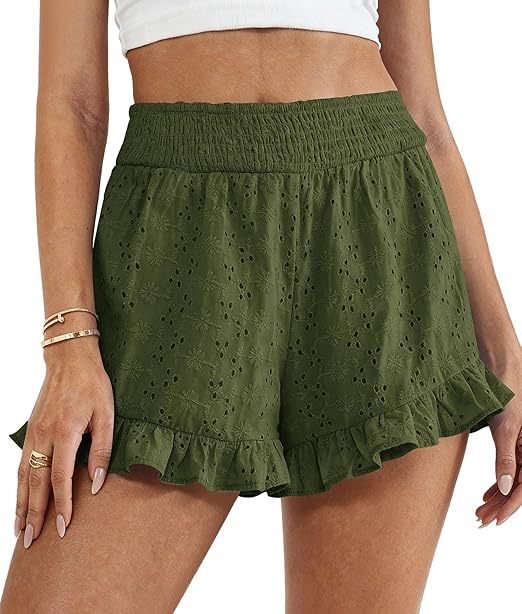 High-waisted Cutout Lace Shorts Womens Casual Beach Shorts