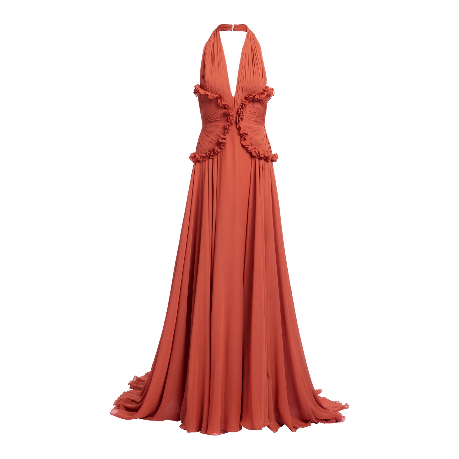 Hollow-out Halter Floor-length Dress