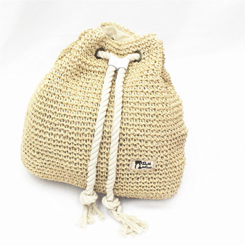 Woven Beach Bag with Rope Drawstring in 4 Colors - Wazzi's Wear