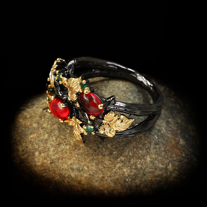 Trendy Colorful Flower Angel Two-Tone Ring For Women Fashion Cross-Border Jewelry