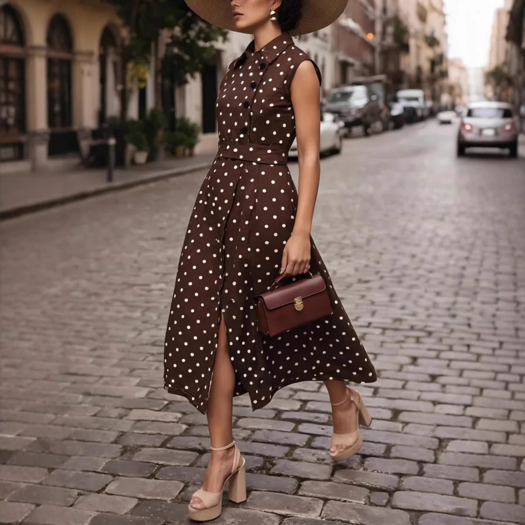 Women's Polka-Dot Printed Fashionable Casual Dress