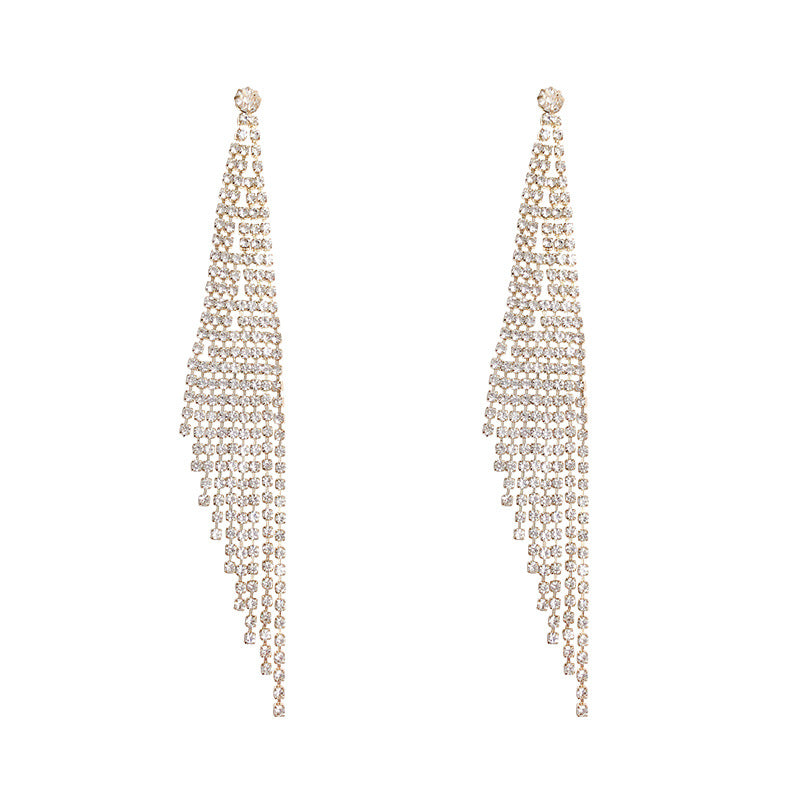 Women’s Diamond Tassel Stud Earrings in 2 Colors - Wazzi's Wear