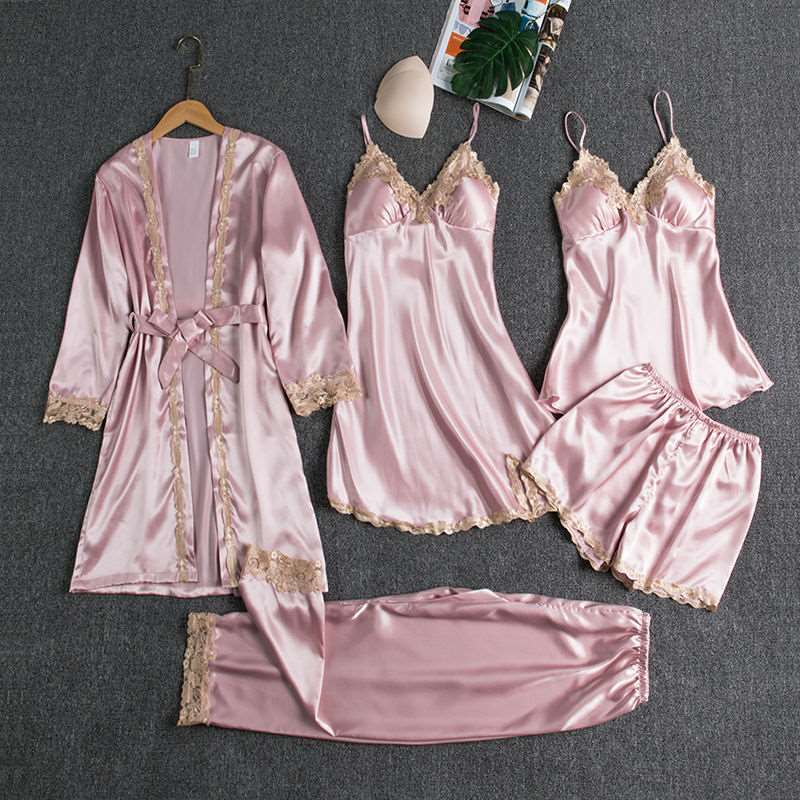 Women's Ice Silk Lingerie Pajamas Set XS-XL - Wazzi's Wear