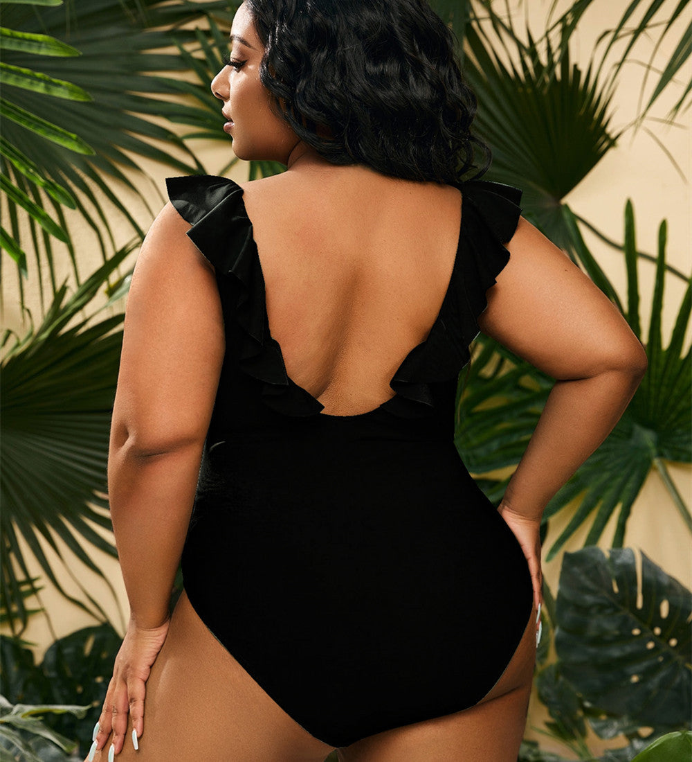 Women’s Plus Size Ruffled One Piece Swimsuit in 2 Colors XL-4XL - Wazzi's Wear