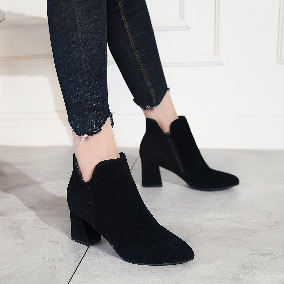 Women’s Fleece Lined Block Heel Ankle Boots