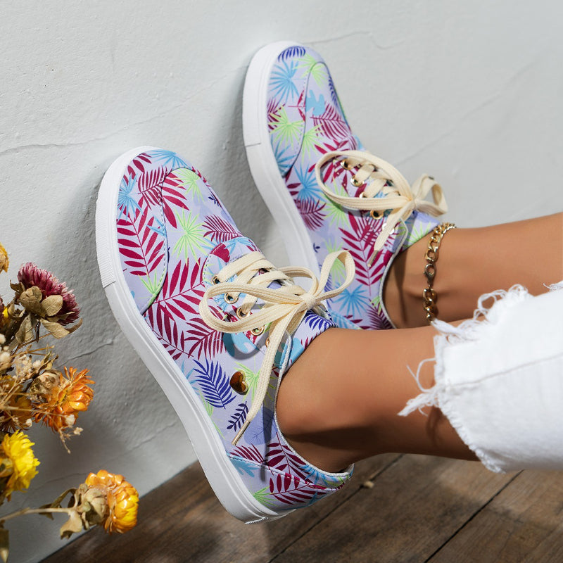 Leaf Print Canvas Sneakers