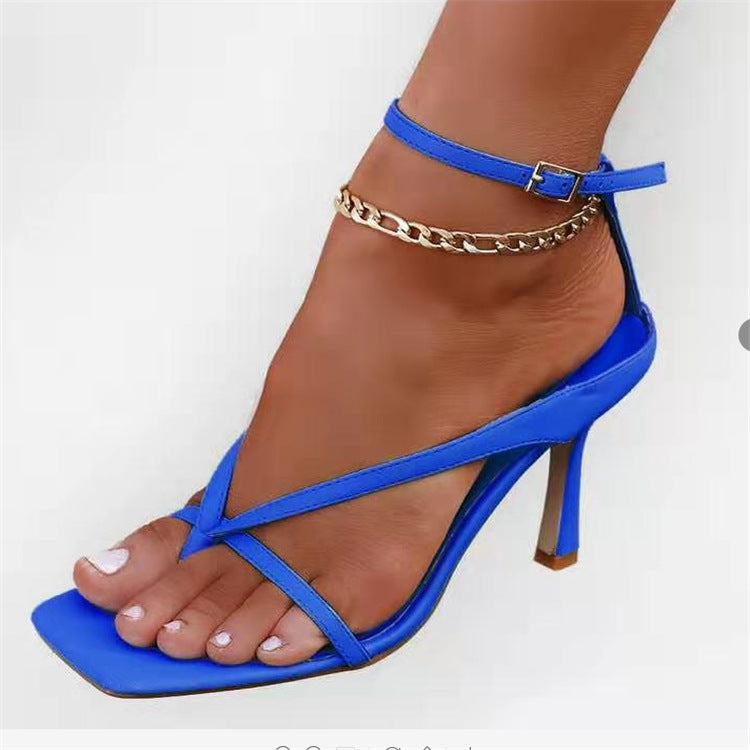Women’s Thong High Heel Sandals with Ankle Strap