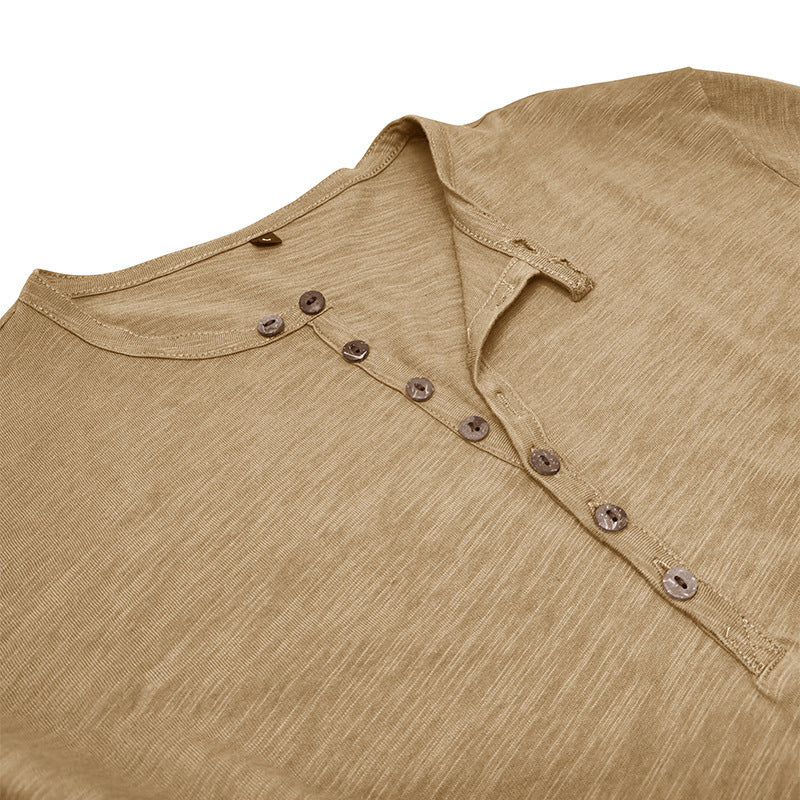 Men's Cotton Long Sleeve Henley Shirt