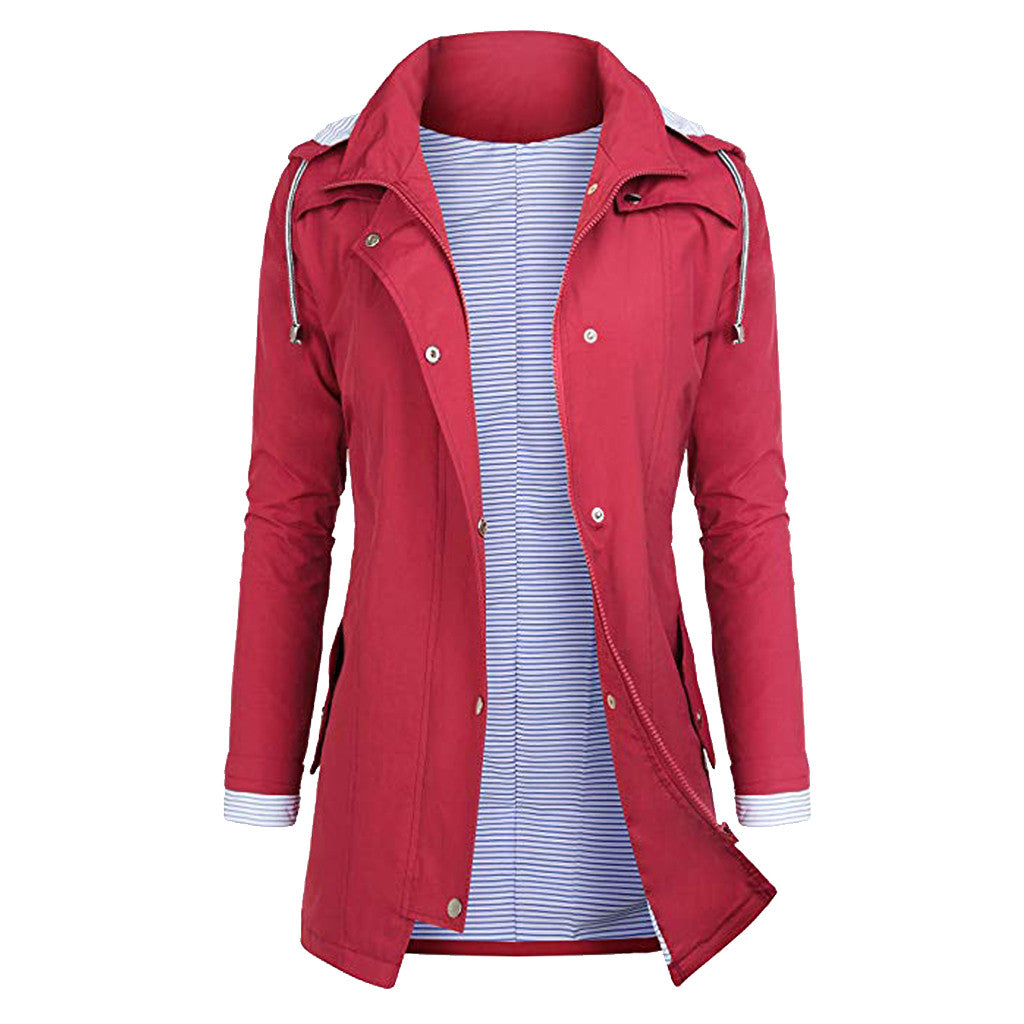 Women’s Waterproof Hooded Rain Jacket in 5 Colors S-5XL - Wazzi's Wear