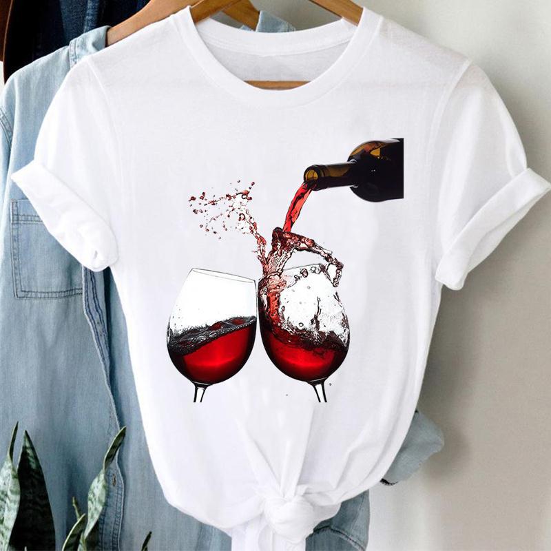 Women’s Wine Glass Short Sleeve Top in 5 Patterns S-4XL - Wazzi's Wear