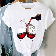 Load image into Gallery viewer, Women’s Wine Glass Short Sleeve Top in 5 Patterns S-4XL - Wazzi&#39;s Wear
