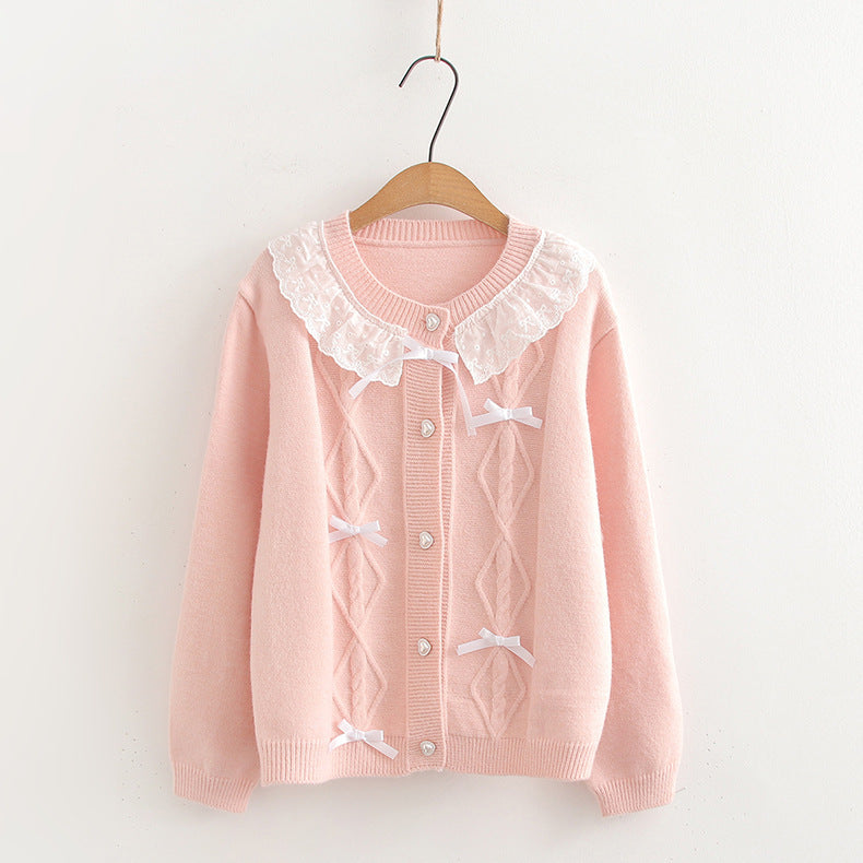 Bow Lace Trim Patchwork Top Women