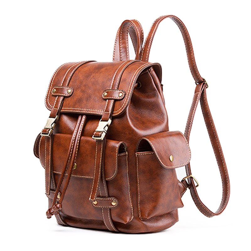 Women’s Vintage PU Leather Fashion  Backpack in 2 Colors - Wazzi's Wear