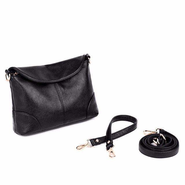 Women’s Leather Solid Colour Shoulder Bag with Zipper