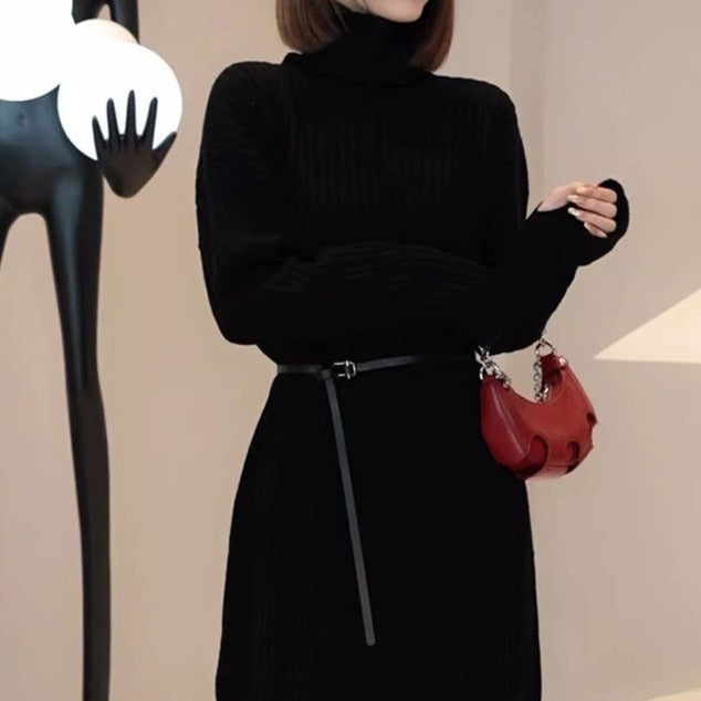 Autumn And Winter Large Size Idle Style Belt Midi Knitted Bottoming Skirt