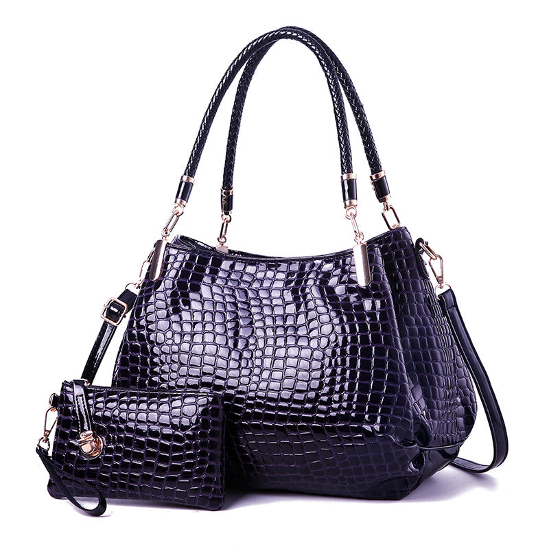 Women’s Crocodile Pattern Shoulder Messenger Bag with Wristlet in 5 Colors - Wazzi's Wear