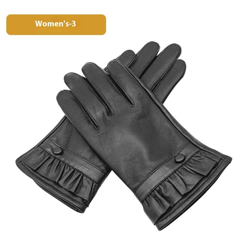 Women's Leather Fleece-Lined Touch Screen Gloves