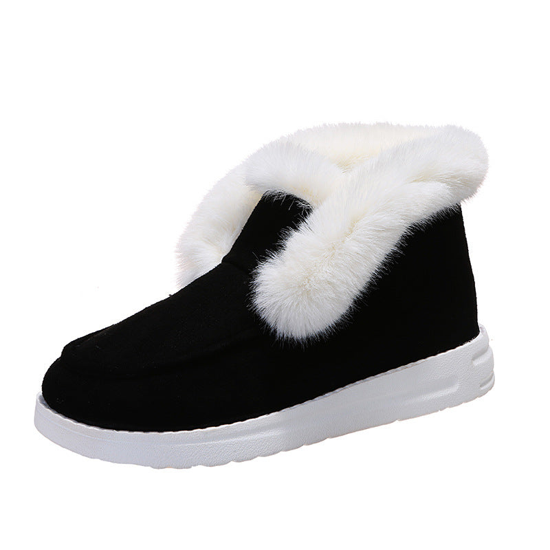 Women’s Suede Ankle Snow Boots with Plush Fur in 3 Colors - Wazzi's Wear