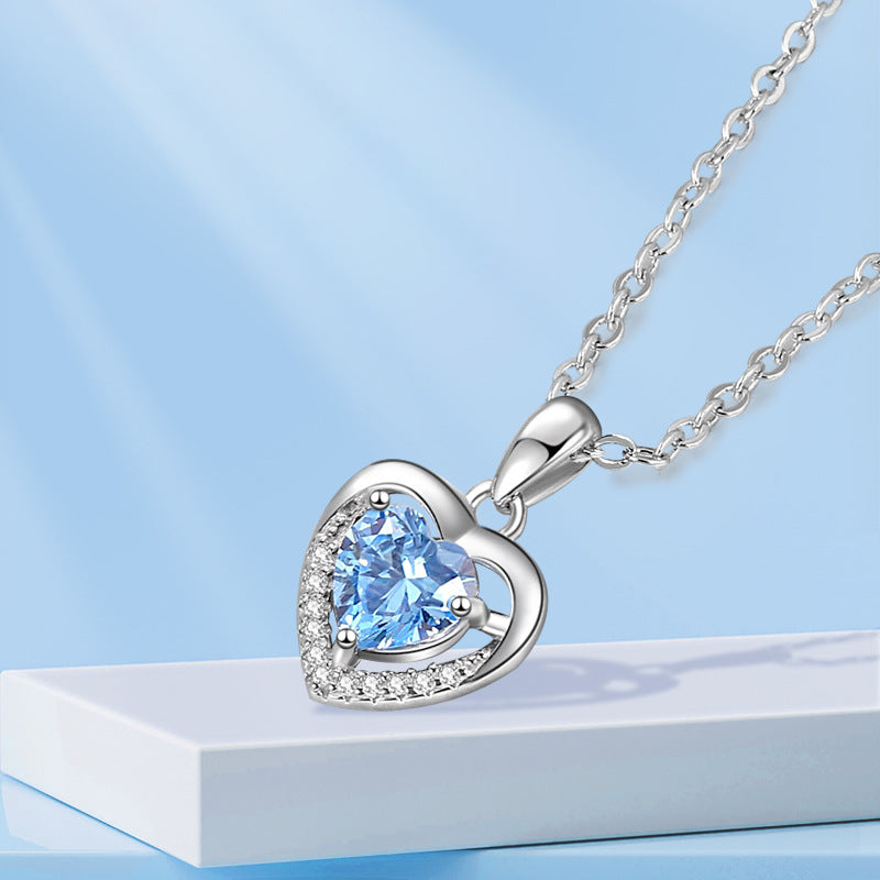 Silver Heart Shape Rhinestone Necklace in 3 Colors - Wazzi's Wear