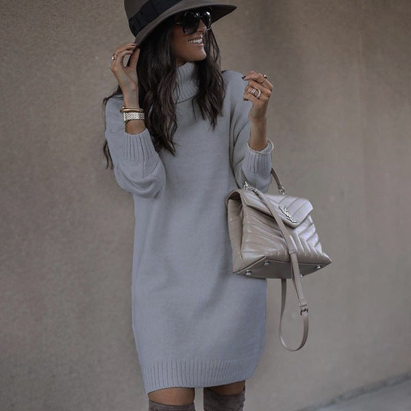 Women’s Mid-Length Turtleneck Long Sleeve Knit Sweater in 6 Colors S-3XL - Wazzi's Wear