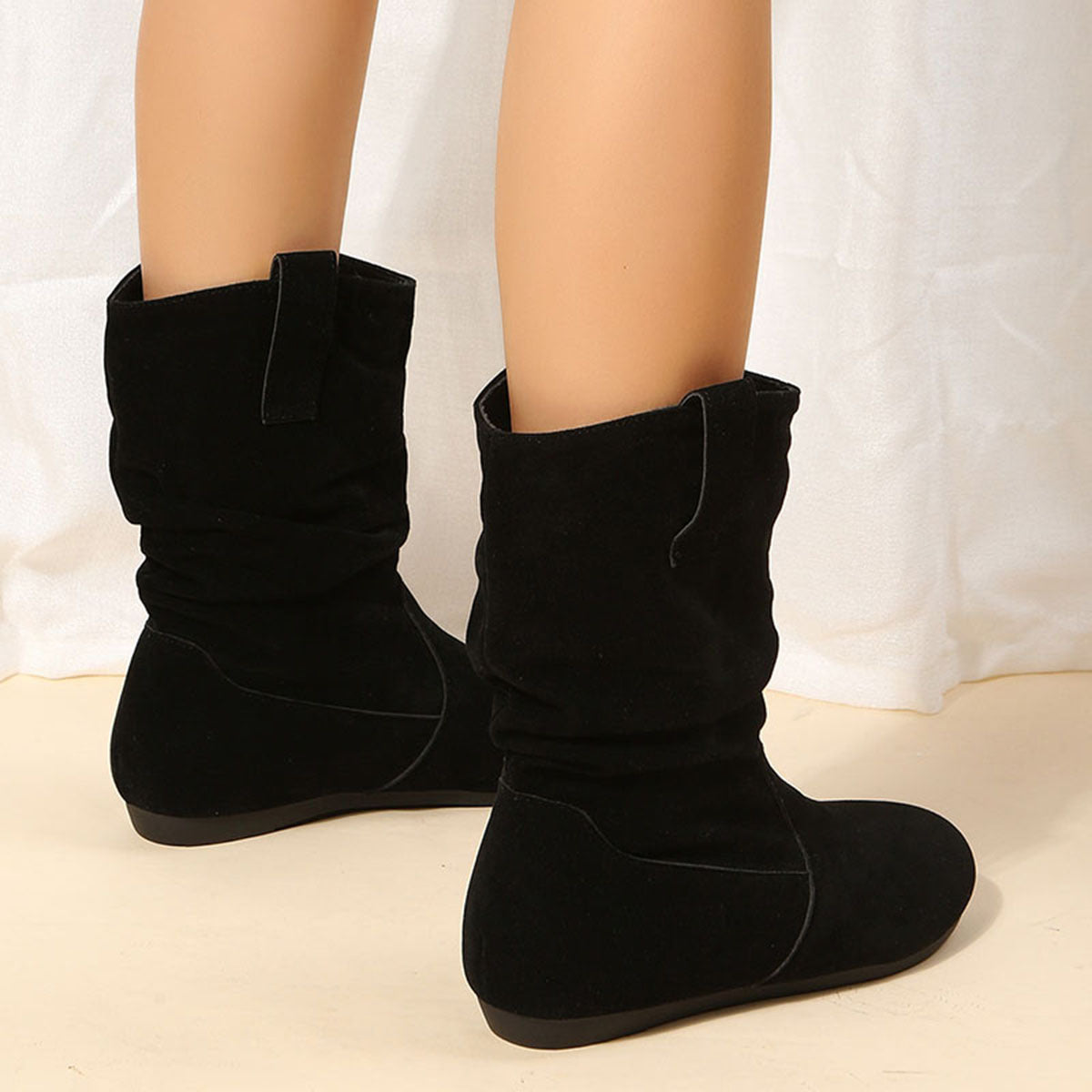 Women’s Suede Low Heel Fleece-Lined Slouch Boots