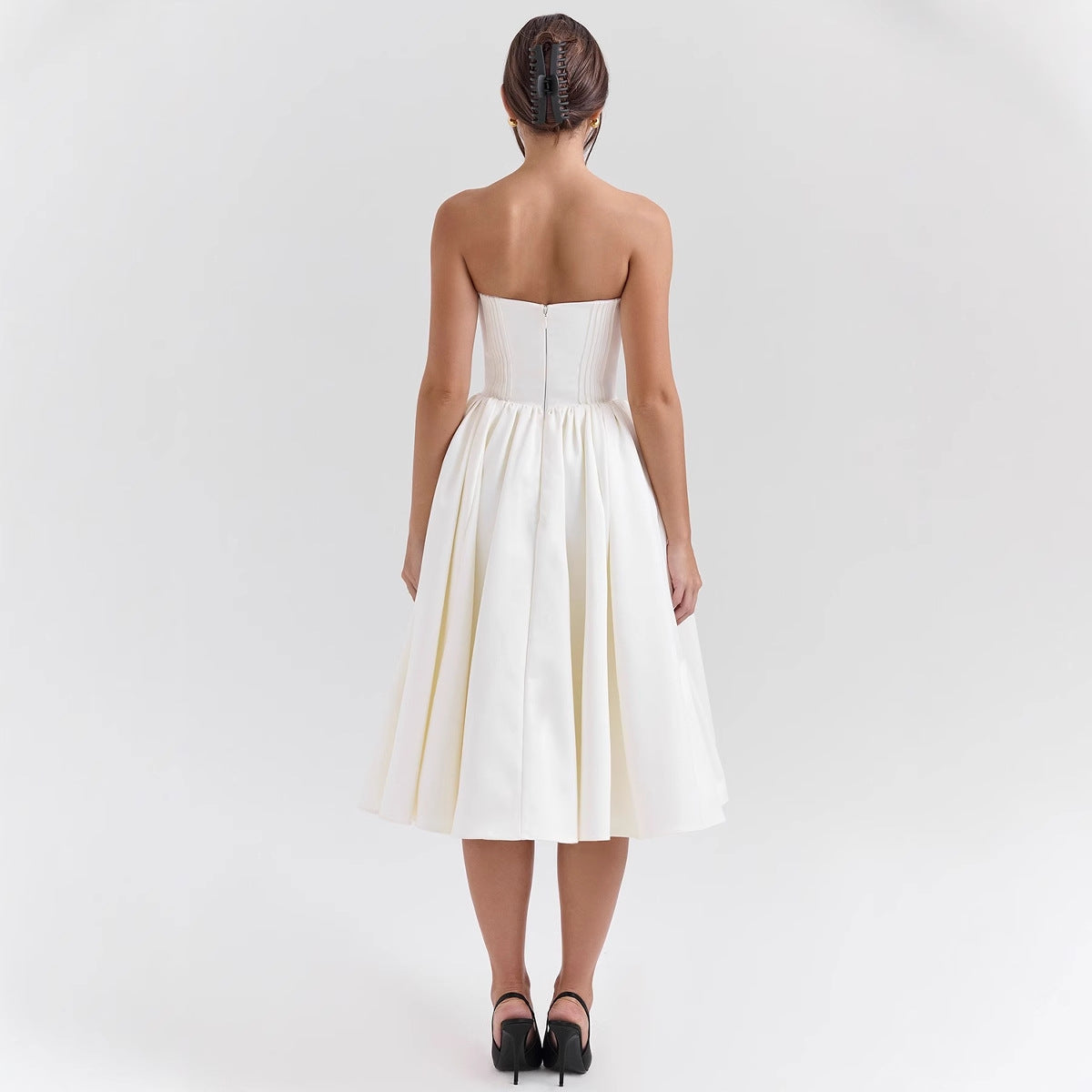 Womens Halter-Neck High-End Backless Midi Dress