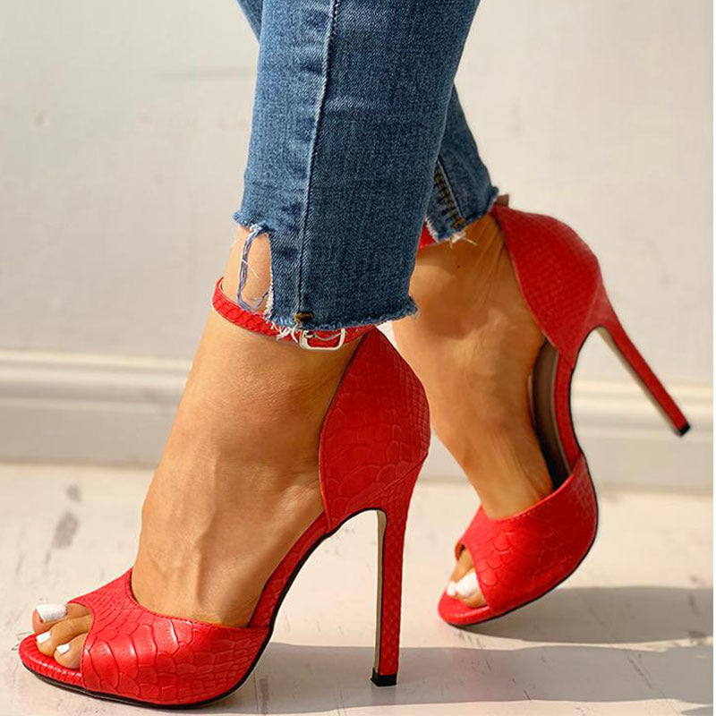 Women’s Open Toe Stiletto High Heel Shoes in 3 Colors - Wazzi's Wear