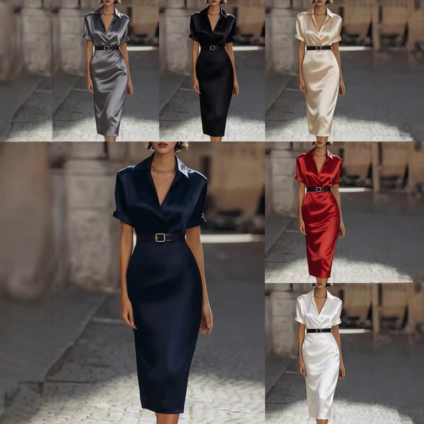 Women's Slim-fit Waist-cinching Dress