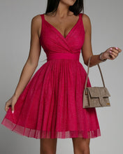 Load image into Gallery viewer, Women’s Elegant Sleeveless V-Neck Glitter Dress in 3 Colors S-XL - Wazzi&#39;s Wear