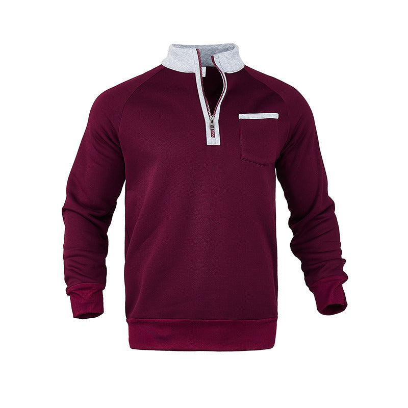 Men's Mock Neck Half Zip Long Sleeve Sweater