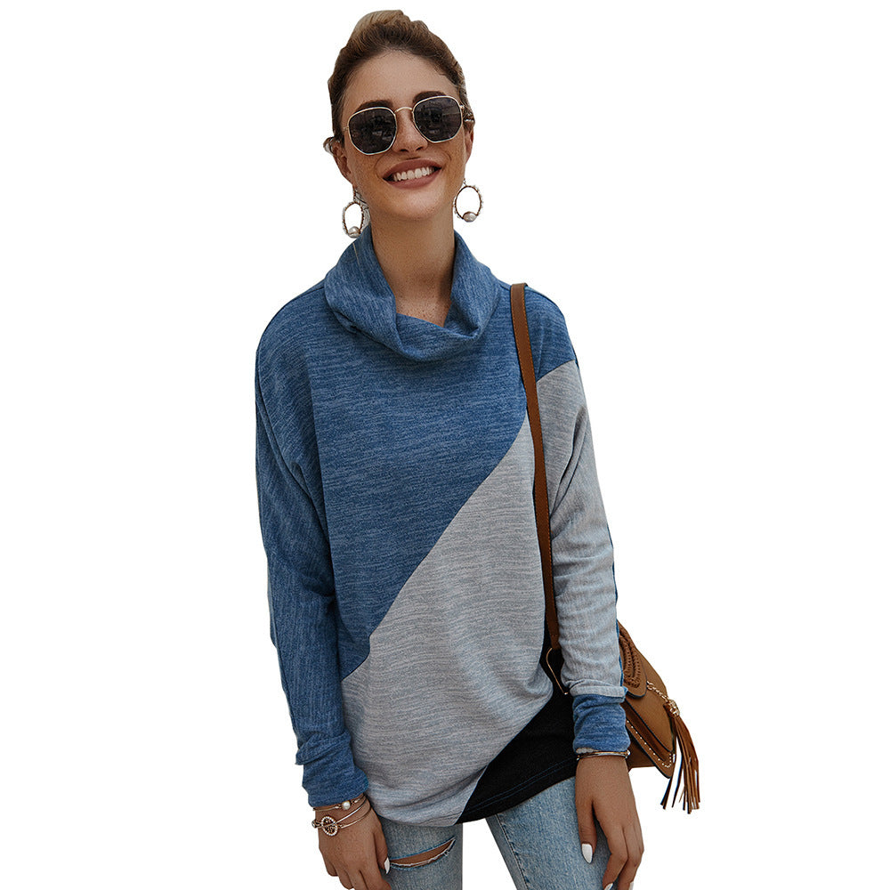 Women's Colorblock Long Sleeve Top with Cowl Neck in 2 Colors S-XL - Wazzi's Wear