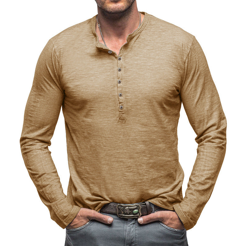 Men's Cotton Long Sleeve Henley Shirt