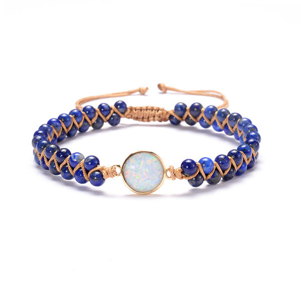 Stone and Opal Braided Bohemian Bracelet in 6 Colors - Wazzi's Wear