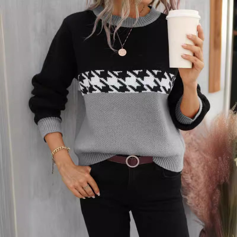 Women’s Colorblock Round Neck Knit Sweater