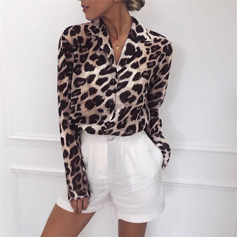 Women’s Long Sleeve Leopard Print Blouse in 4 Colors S-3XL - Wazzi's Wear