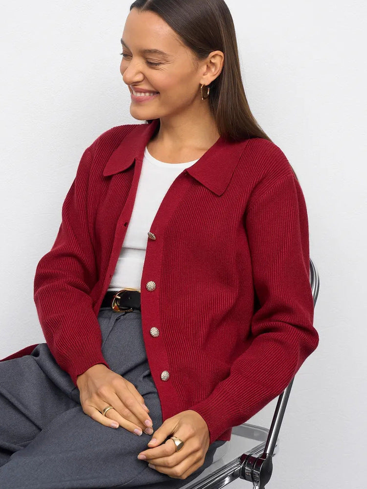 Women's V-neck Casual Fashionable Knitted Cardigan