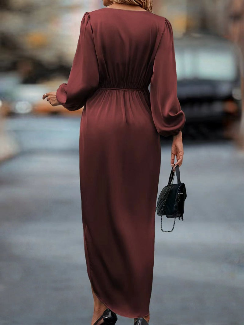 Elegant V-Neck Long Sleeve Dress