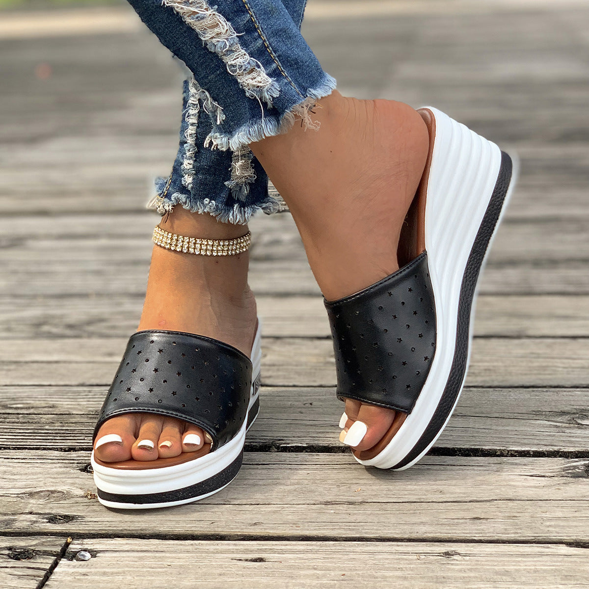 Women’s Slip-On High Heel Wedge Sandals