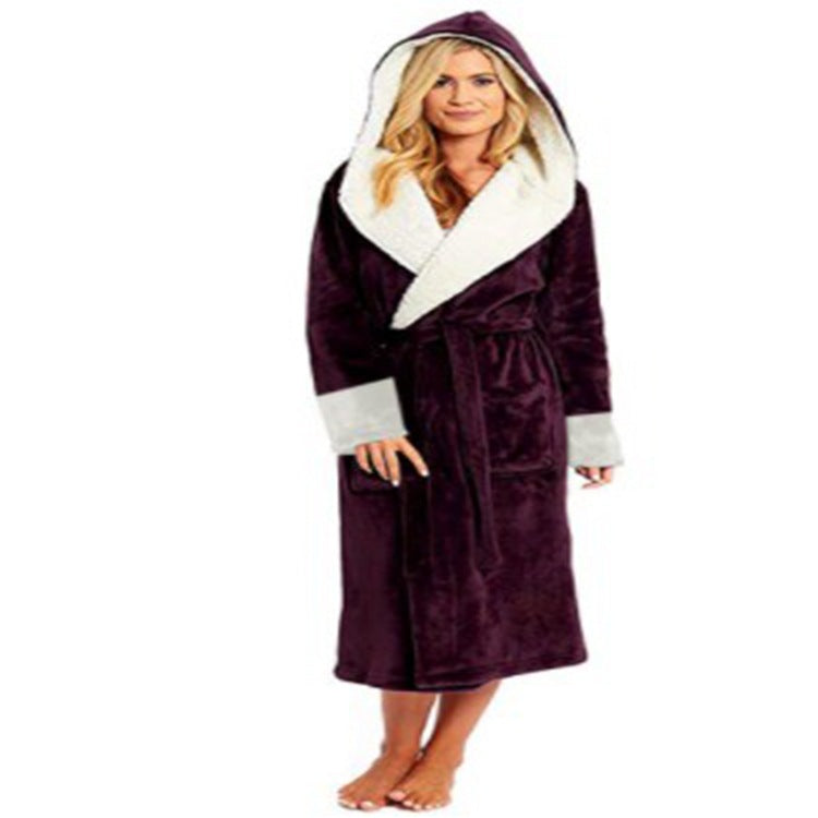 Women's Plush Housecoat with Hood in 8 Colors S-5XL - Wazzi's Wear