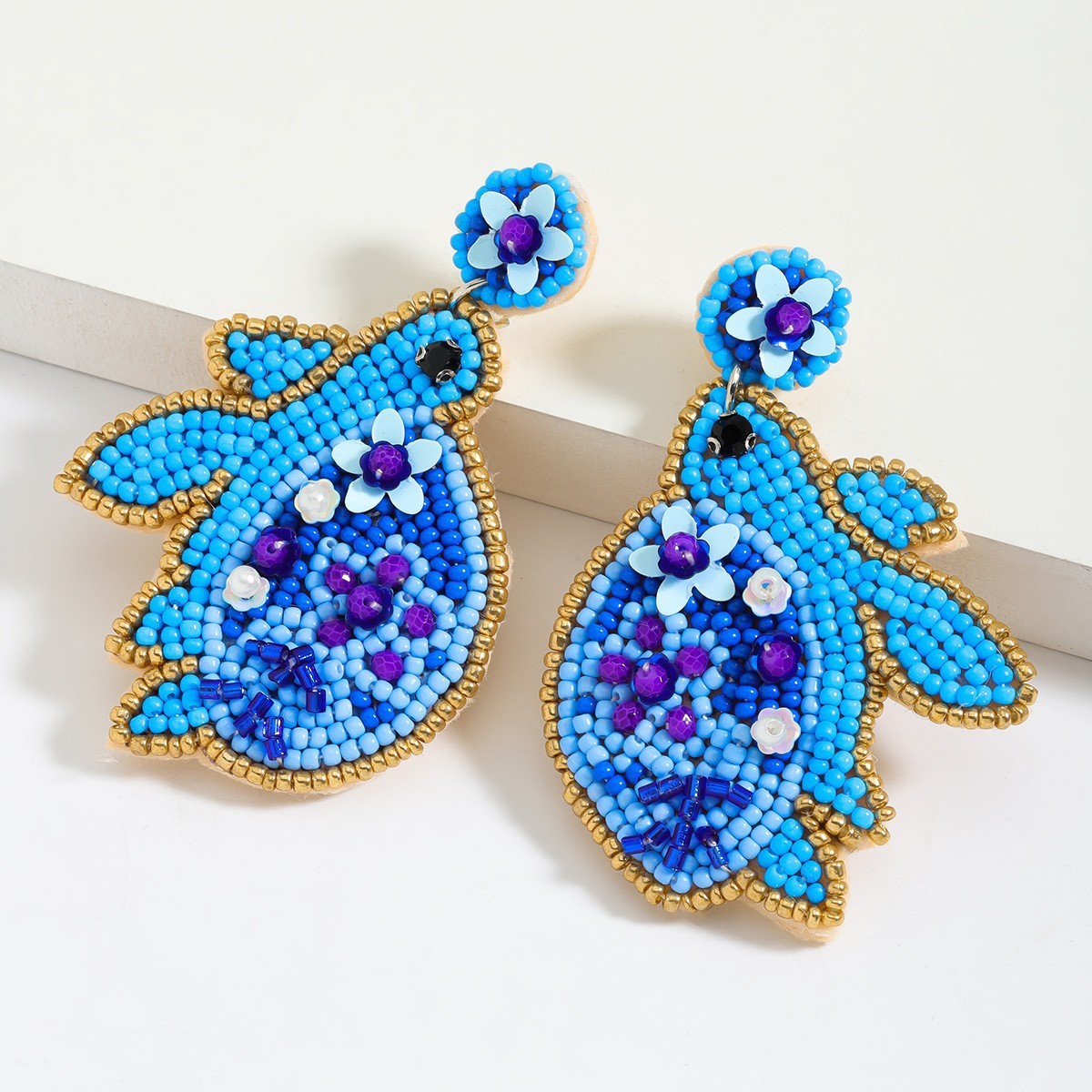 Bead Diamond Turtle Starfish Bird Shell Beaded Earrings